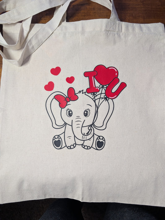 Elephant with Bow Tote Bag